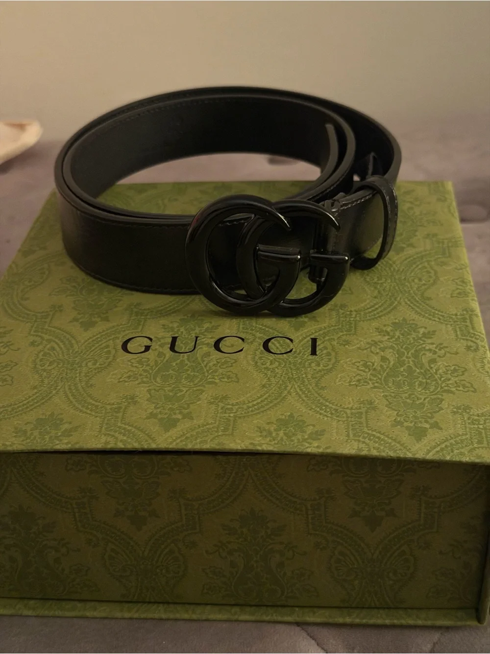 Authentic Gucci GG Marmont Belt- black on black